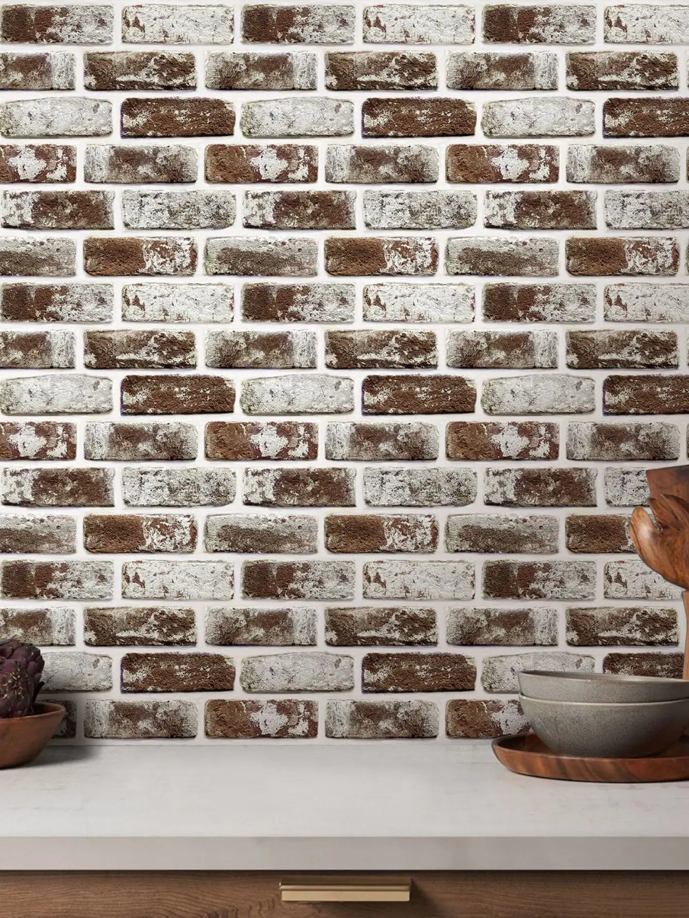 10pcs 3D Brick Wall Stickers Self-adhesive Faux Brick Wall Panels, Matt, Waterproof, 30 x 30cm, Living Room Bedroom Wall Decor