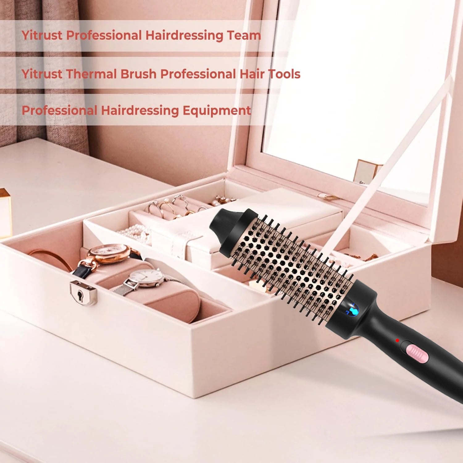 1.5 Inch Thermal Brush Ionic Heated Round Brush Curling Iron Negative Ion Volumizing Hot Brush Ceramic Electric Hair Brushes.