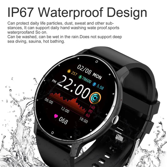 LIGE Smart Watch Women Men Full Touch Screen Bluetooth 5.2 Call Waterproof Watches Sports Fitness Tracker Factory IP67 ZL02 New.