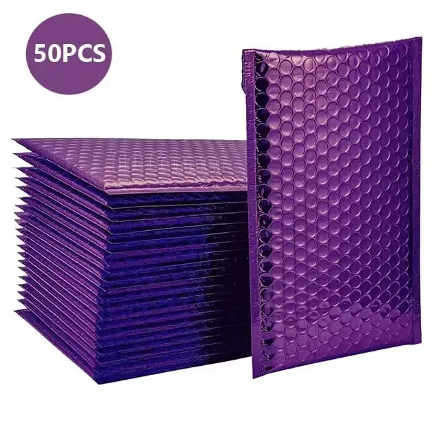 50Pcs Bubble Mailer Shipping Bag Multi Color Holographic Small Business Supplies Metal Bubble Mailer Bags Envelope Mailing