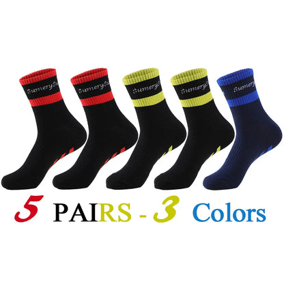 5 Pairs/Lot Running Socks Men Sports High Quality Cotton Colorful Outdoor Cycle Casual Breathable Long Sock Male Gifts 5 Styles