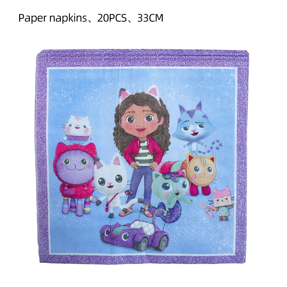 Disney Gabby Puppenhaus Geburtstag Party Dekoration Ballon Servietten Kinder Einweggeschirr Thema Party Supplies Kinder Geschenke.