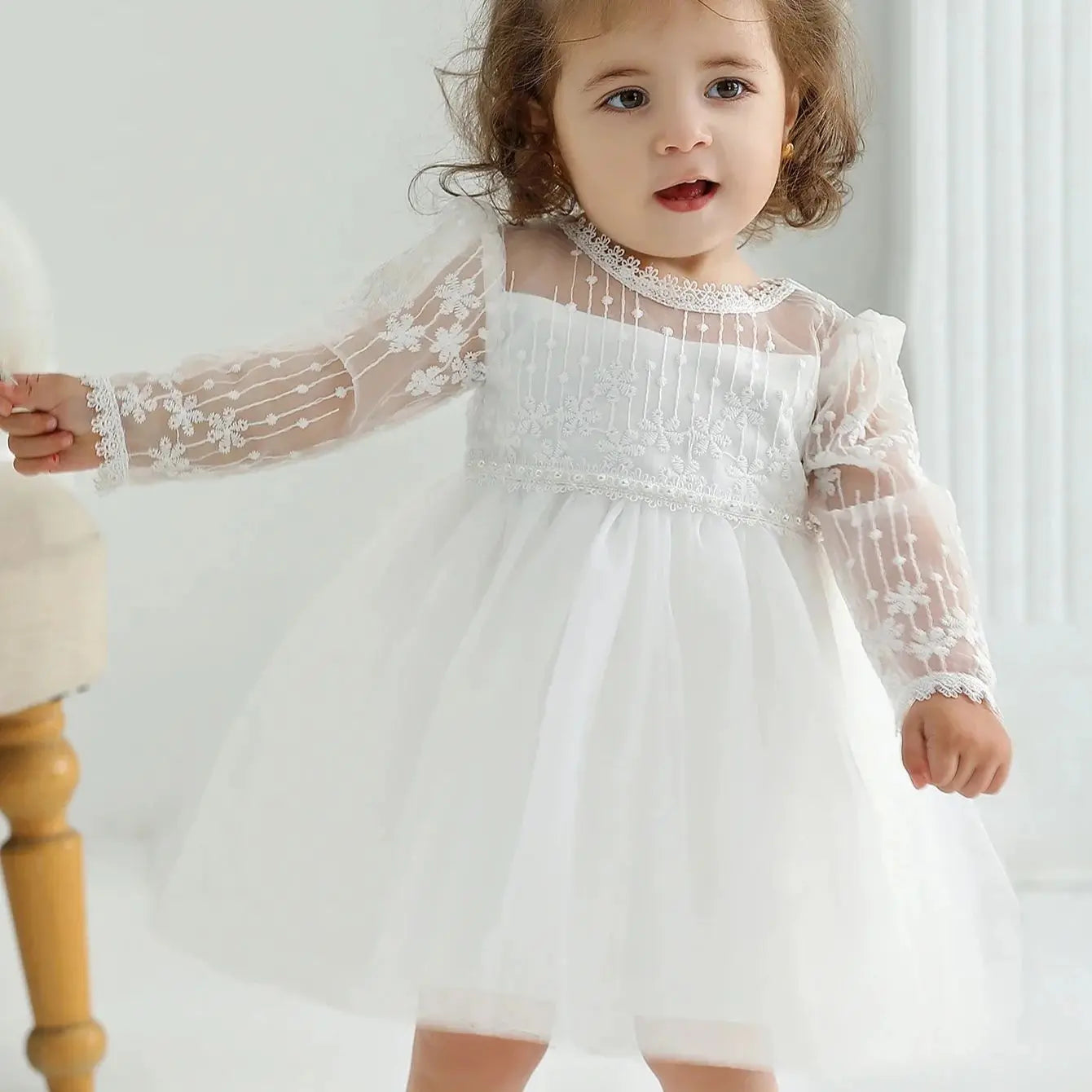 Baby Taufe Weißes Kleid Säuglingskleid Kleid Mädchen Party Geburtstag Hochzeit Prinzessin Kleid Für Kinder Erstkommunion Leistung 0-24M.