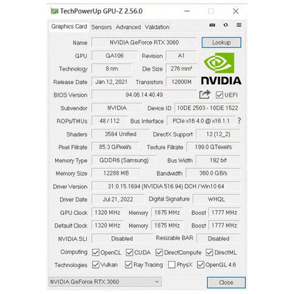 SOYO New Gaming Graphics Cards NVIDIA GeForce RTX 3060 12GB GDDR6 192 Bit Desktop GPU Video Card Computer components.