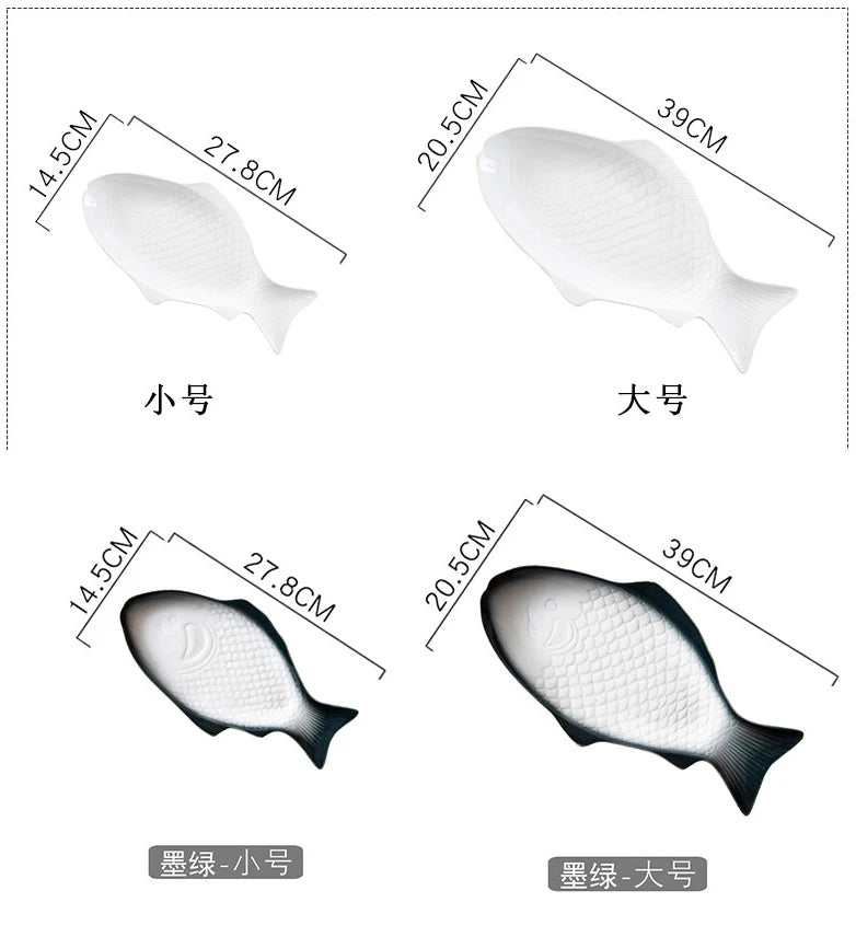 Japanese Ceramic Fish Plate White Irregular Plate Healthy Tableware Kitchen Cookware Dessert Sushi Pasta Plate Hotel Tableware.