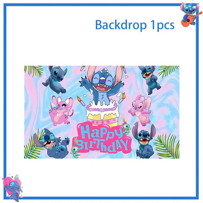 Disney Stich Geburtstag Party Dekorationen Blau Thema Geschirr Tischdecke Banner Hängende Spirale Für Kinder Event Liefert.
