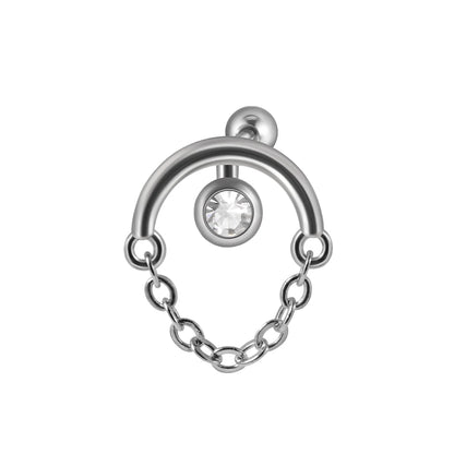 1PC 316L Surgical Steel Star Water Drop Heart CZ Chain Ear Cartilage Tragus Helix Stud Earring Daith Lobe Piercing Body Jewelry.