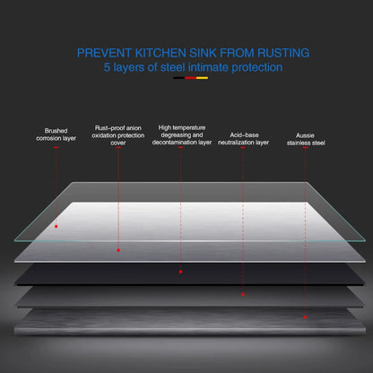 Kitchen sink lead-free handmade brushed 304 stainless steel 3mm thickness single bowl large size kitchen sink