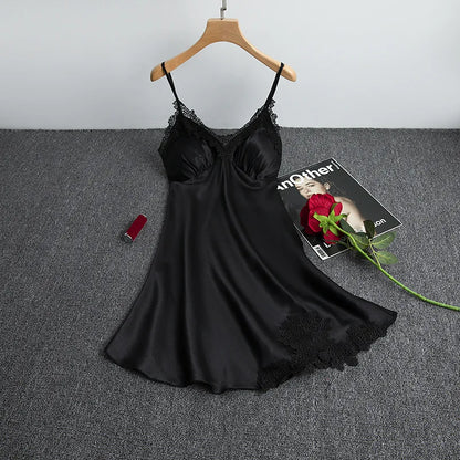 4PCS Nachtwäsche Pyjamas Set Seide Frauen Nachthemd Spitze Kleid Robe Schlaf Nachtwäsche Seide Einfarbig Pijama Sets.