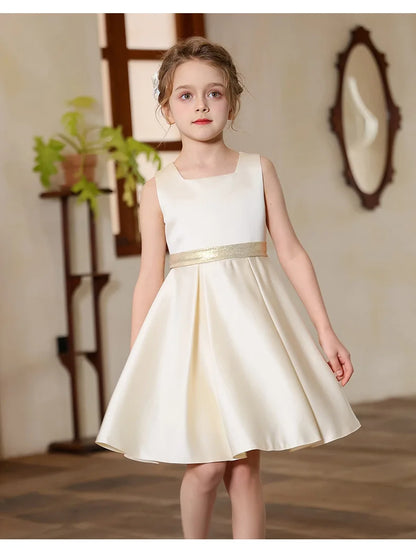 Mädchen Luxus Beige Kleid Kinder Partys Bühnenaufführungen Party Hochzeit Feier Kostüm Größe 110-170.
