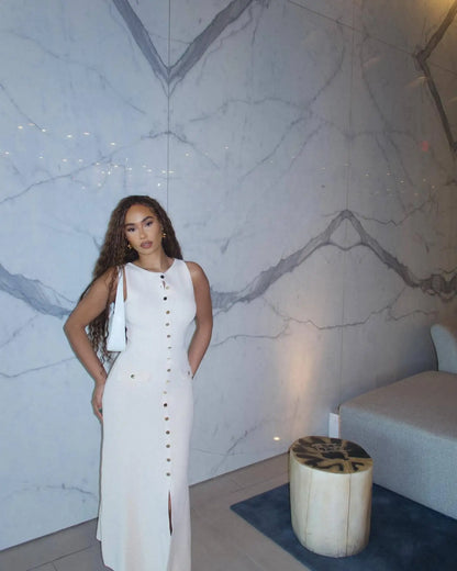 Tossy Strick-Maxikleid mit gerippter Strickjacke, weiblich, hohe Taille, schlanke Tasche, ärmellos, elegantes Partykleid, Damen-Strickwaren, langes Kleid