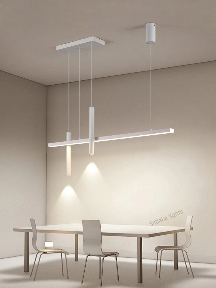 Neue Restaurant Kronleuchter moderne einfache Esszimmer Tisch Bar Lichter lange Streifen Scheinwerfer kreative Designer Pendelleuchten.