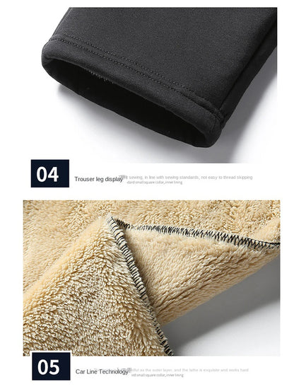 Winter Lambswool Warm Pants Men's Thick Fleece Thermal Trousers Men Fitness Jogging Drawstring Pants Male Sweatpants.