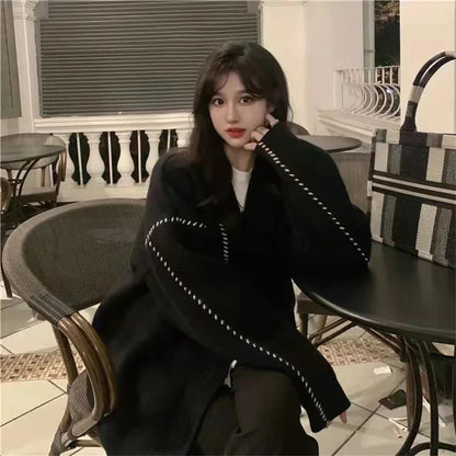 Women's Sweater Coat In Autumn and Winter V-neck Sweaters Jacket To Keep Warm and Loose Wild Academic Style Chic Cardigan