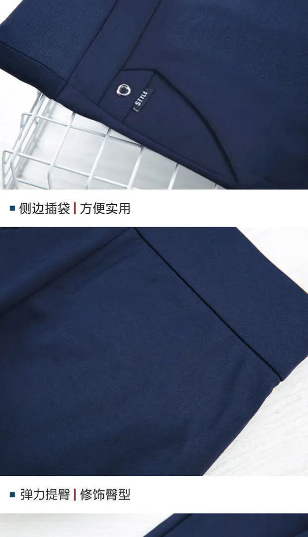 Büro Dame Koreanische Mode Gerade Hosen Weibliche Elastische Band Hohe Taille Feste Große Größe 5XL Frauen Herbst Elegante Hosen 2023