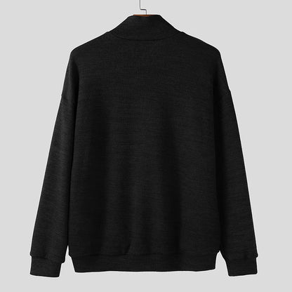 INCERUN Men Pullovers Solid Color Knitted Turtleneck Long Sleeve Male Sweaters Streetwear Knitted Fashion Casual Men Clothing.