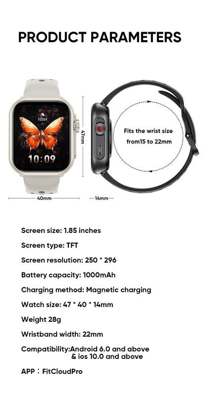 2025New For XIAOMI IOS Watch Ultra2 Smart Watches Women 1000mAh 1.85" AMOLED Full Touch Screen BT Call Ladies Fashion Smartwatch