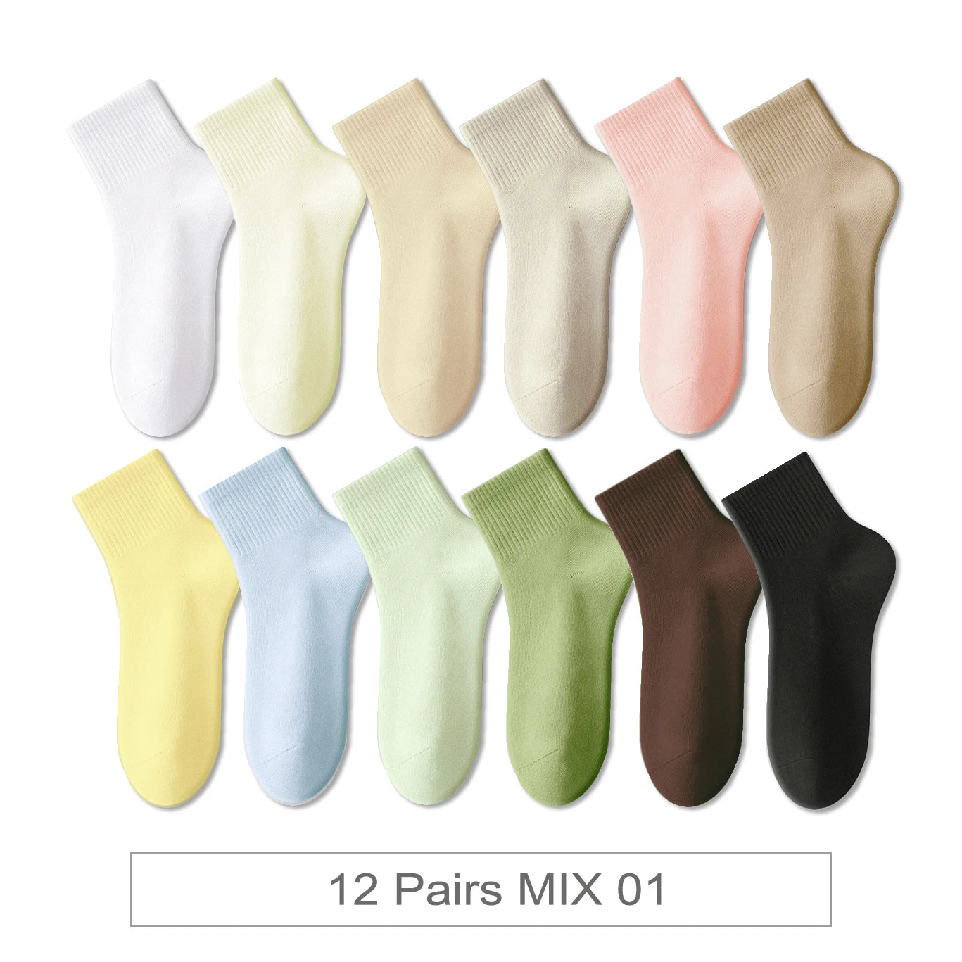 12 Pairs New Woman Cotton Socks Men Sock Short Ankle Colorful Autumn Spring Soft Breathable Colorful Girl Sock