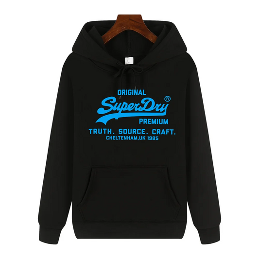 SUPERDRY Brand Men's Autumn and Winter Fashion Casual Hooded Sweatshirt Street Hip-hop Retro Sweatshirt Sports Men's Hoodie.