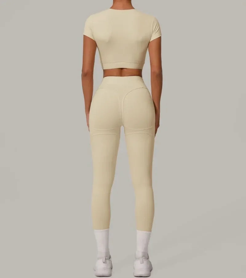 Seamless Yoga Sets Sports Fitness High Waist Hip Lift Tight Breathable Tracksuit Workout Clothing Gym Leggings Suit for Women