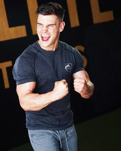 Men Tshirt Bodybuilding Tight Compression Quick-drying Muscle Shirt Fitness Workout Basketball Running Clothing Men T-shirt.