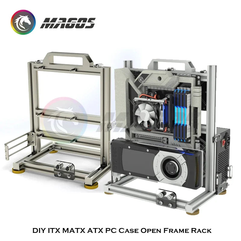 DIY Gamers Cabinet MOD ITX MATX PC Case Open Frame Aluminum Creative ATX Tower Desktop Gaming Computer Chassis Rack.