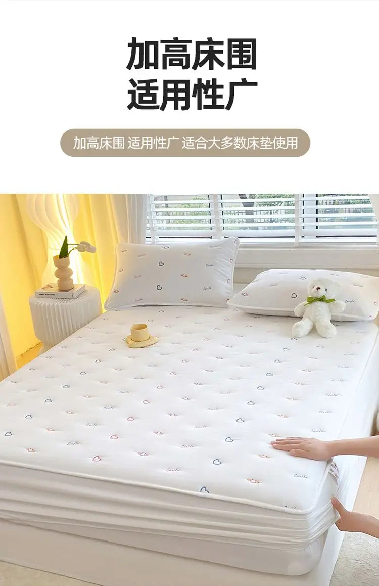 Cotton Mattress Single-piece Simmons Mattress Protective Cover Non-slip Fixing Bed Dust Cover.