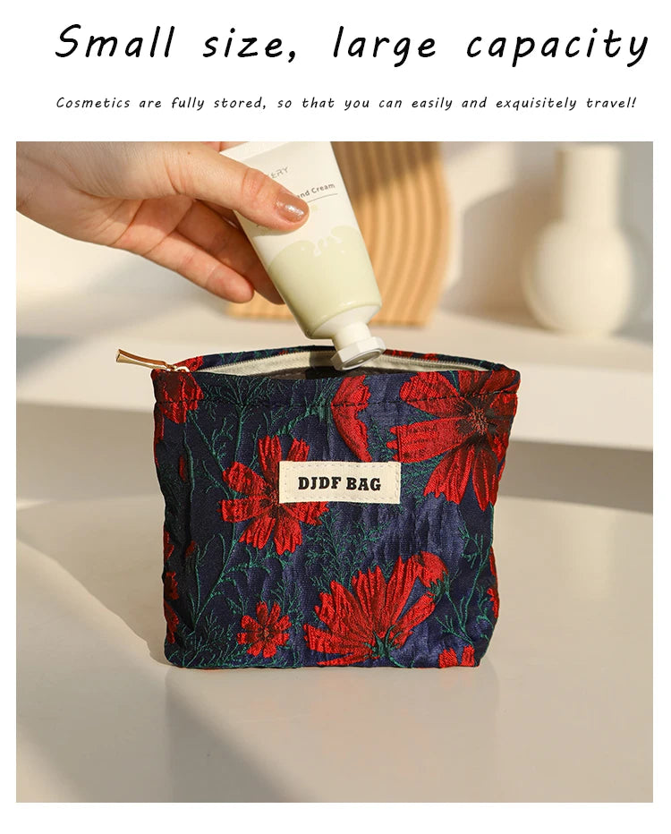 Mini Female Cosmetic Bag Portable Red Soft Small Sanitary Napkin Storage Bag Commuter Coin Key Bag Portable Bank Card Bag.