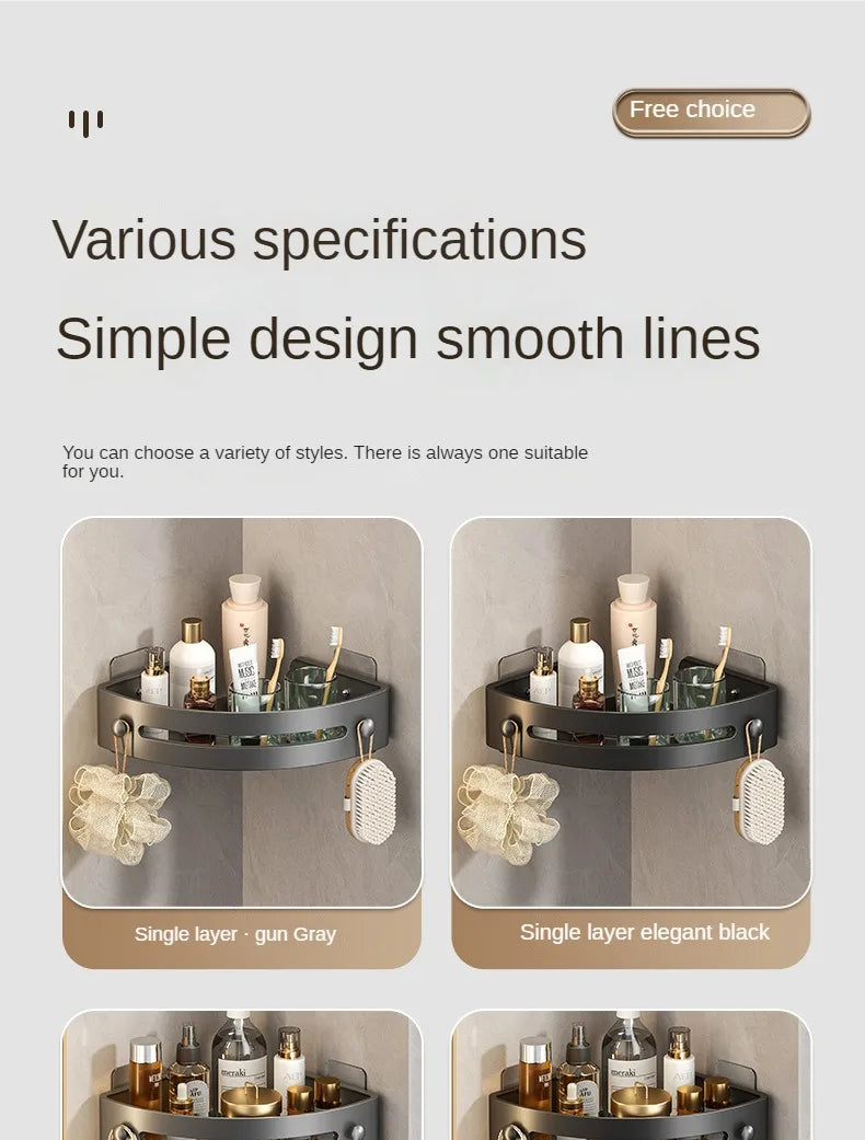 2PCS Badezimmer Regale Küche Lagerung Organizer Kunststoff Shampoo Rack Dusche Regal Bad Zubehör Kein Bohrer Regal