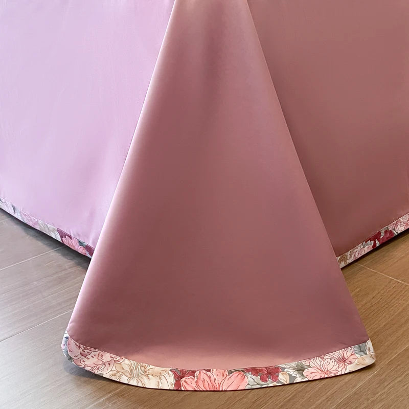 Floral Print 600TC Egyptian Cotton Bedding Queen King Comforter Cover Soft Duvet Cover Set Flat/Fitted Bed Sheet Pillowcases