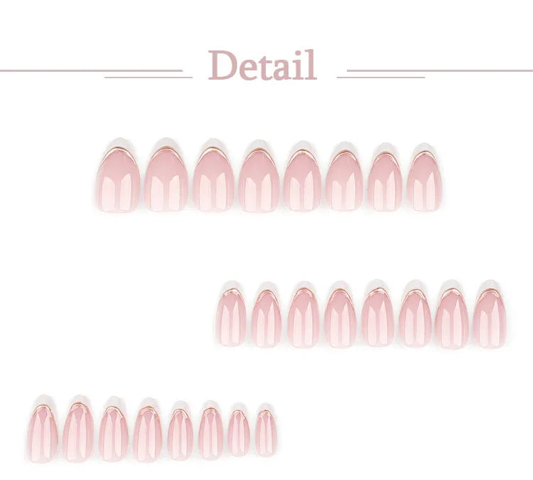 3D Gold Line White French Nail Art Classic Simple Wearable Fake Nails Detachable Finished False Nails Press on Nails with Glue.