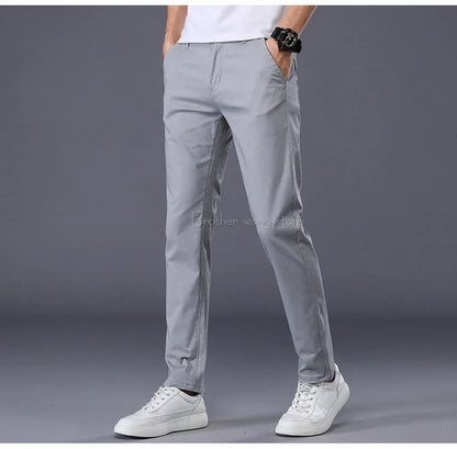 Thin Men's Pants Classic 7 Colors Summer New Casual Pant Business Fashion Stretch Cotton Slim Brand Male Trousers