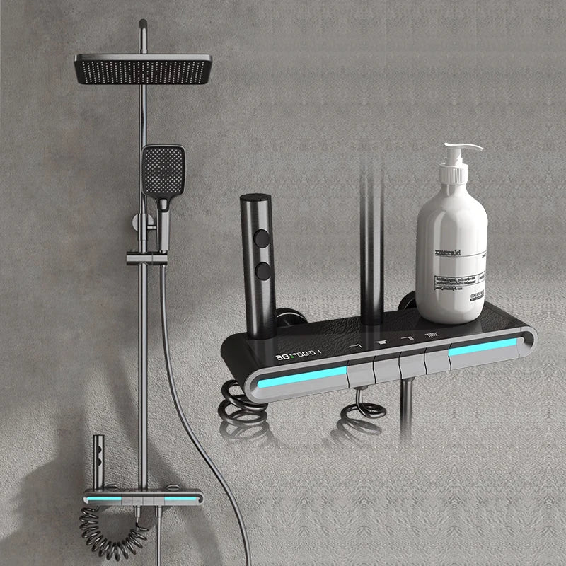 VGX Thermostatic Shower System Set Smart Digital Bathroom Shower Faucet Set Temperature Display Rainlfall Bathroom Shower Set