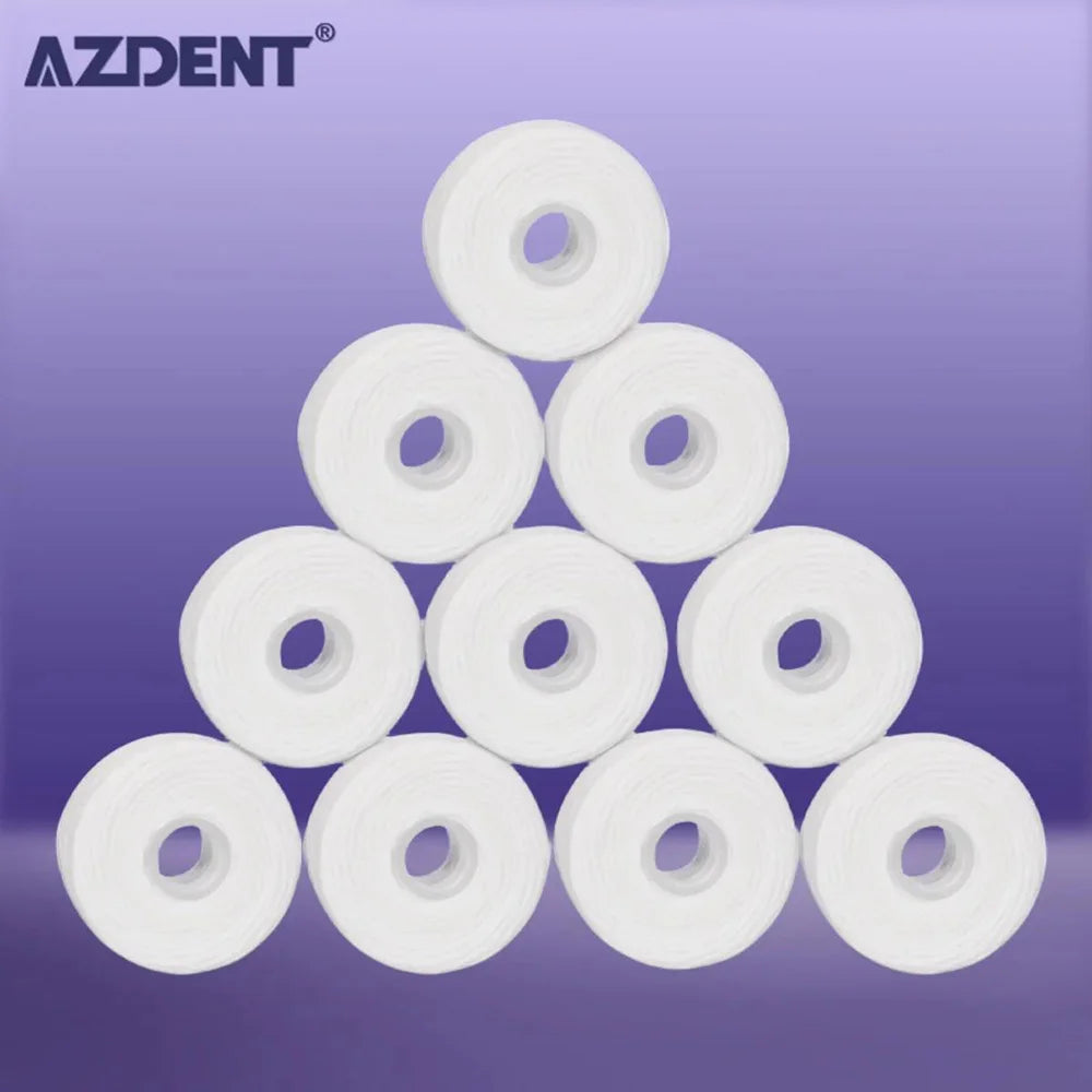 AZDENT 10Rolls 50m Dental Flosser Oral Hygiene Teeth Cleaning Wax Mint Flavored Dental Floss Spool Toothpick Teeth Flosser Clean.