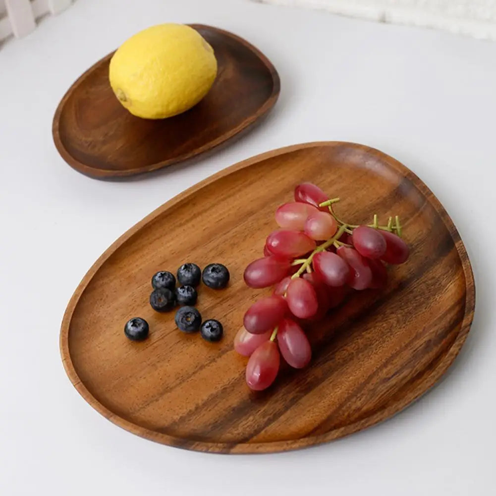 Natural Wooden Tray Retro Plate Fruit Snacks Food Storage Trays Hotel Home Serving Tray Decorate Supplies.
