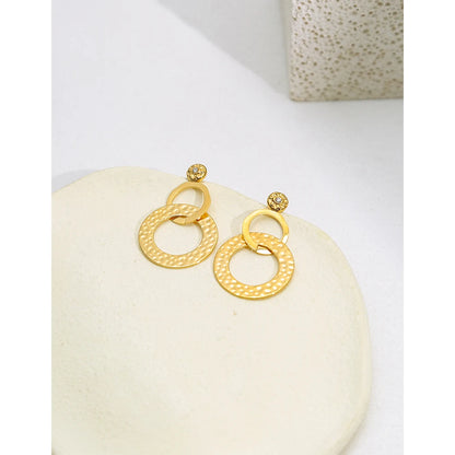 YACHAN Stainless Steel Statement Drop Earrings For Women 18 K Gold Plated Tap Metal Texture Dangle Earring Trendy Jewelry Gift.