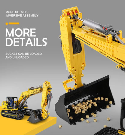 MOULD KING 13112 Technical Car Toys The MOC-2513 APP&RC Motorized Excavator Model Building Blocks Bricks Kids Christmas Gift.