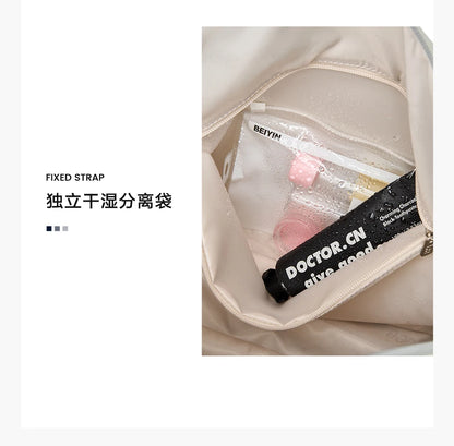 LEE Expandable Large Capacity Luggage Travel Handbag Women Sports Fitness Gym Yoga Bag Waterproof Dry Wet Pocket Duffel Bag