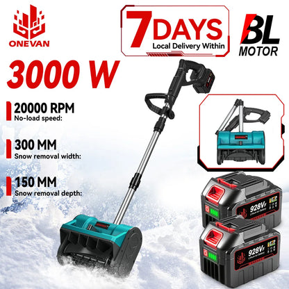 ONEVAN 3000 W Bürstenlosen Elektrischen Schneepflug Cordless Handheld Hof Straße Reinigung Schnee Power Werkzeuge Für Makita 18 V Batterie pin