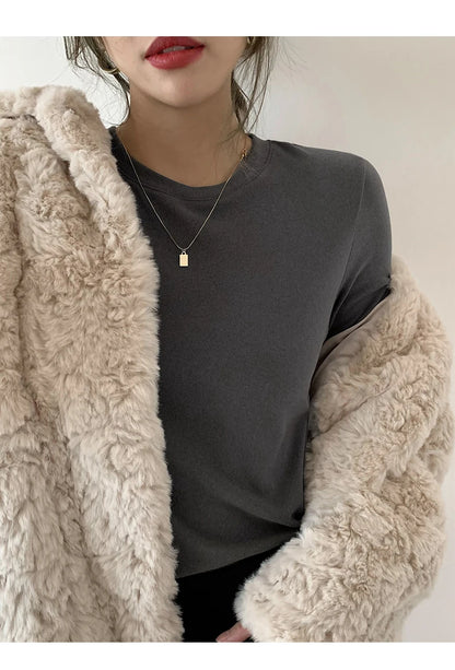 Winter Frauen Pullover T Shirt Frauen Oversize T-Shirt Frau Kleidung Weibliche T Tops Pullover Langarm Rohr Gestrickte T-shirt Top