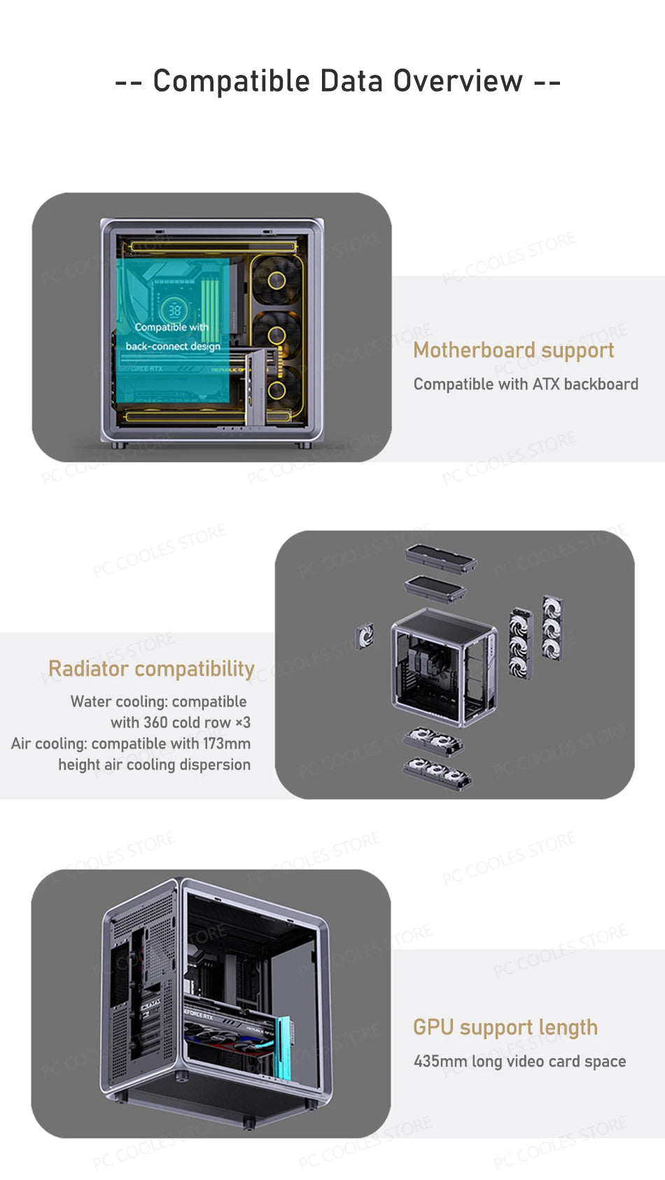 JONSBO BO400 ATX Desktop Case Aluminum Side View Sea View Room Chassis Supports 360 Water-cooled 10 Fan Positions.