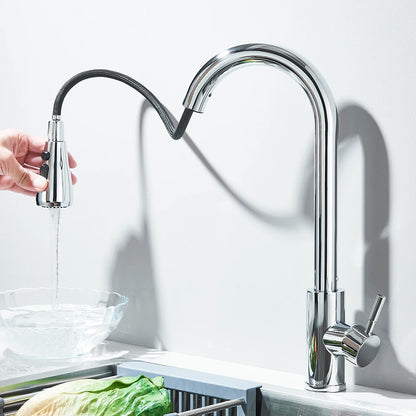 Kitchen Faucet Brushed Nickel Hot and Cold Water Faucet Kitchen Sink Faucet Pull-out Sprayer For Kitchen Sink Faucet