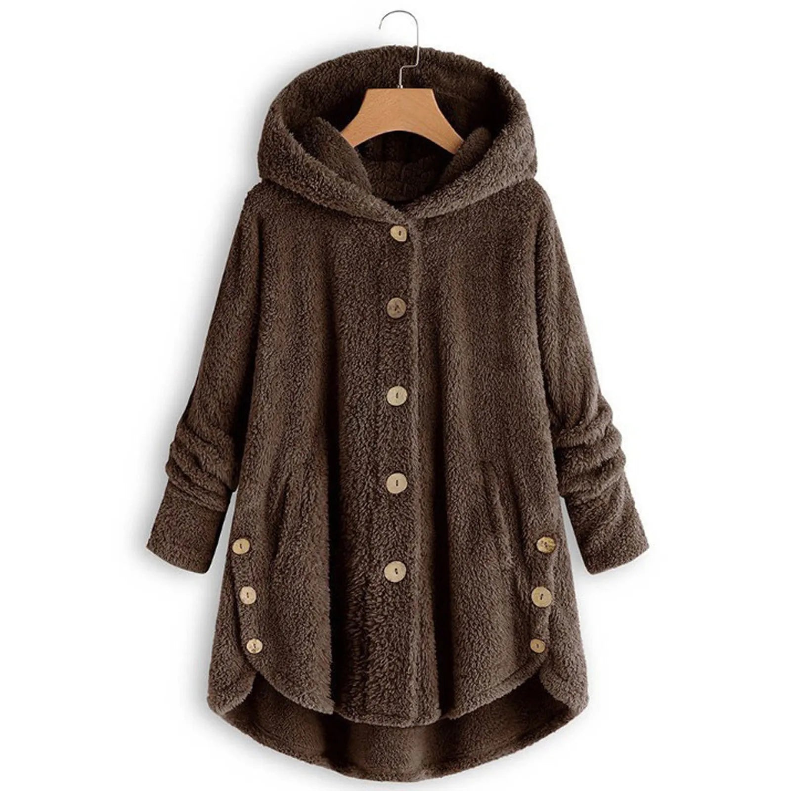 Herbst Wintermantel Frauen warme Teddybär Mantel Woll jacke weibliche Plüsch mantel Kapuzen jacke neue Damen mäntel einfarbige Jacke.