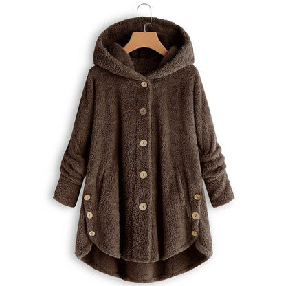 Herbst Wintermantel Frauen warme Teddybär Mantel Woll jacke weibliche Plüsch mantel Kapuzen jacke neue Damen mäntel einfarbige Jacke.