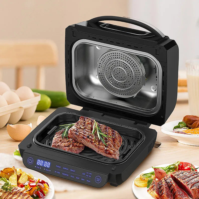 Grill Hot Air Fryer 8in1 Hot Air Fryer 6L Capacity Airfryer Electric Grill with Touch Control, Max 230°C 120-Minute Timer 1700W.