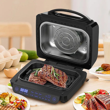 Grill Hot Air Fryer 8in1 Hot Air Fryer 6L Capacity Airfryer Electric Grill with Touch Control, Max 230°C 120-Minute Timer 1700W.
