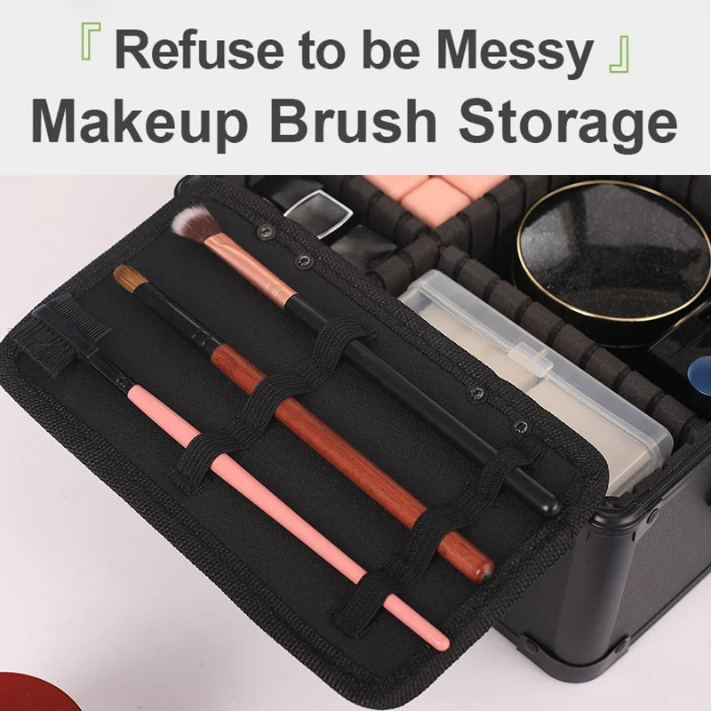 GLADCASE 2025 Portable Makeup Case with adjustable LED light Mirror carry Cosmetic Box Organizer train Beauty for dailry travel.