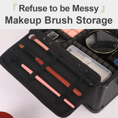 GLADCASE 2025 Portable Makeup Case with adjustable LED light Mirror carry Cosmetic Box Organizer train Beauty for dailry travel.