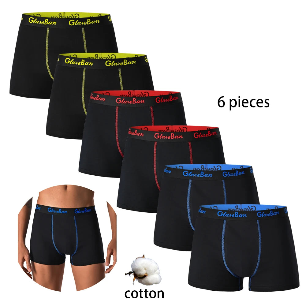 6 teile/paket Schwarz Boxer Shorts Männer Unterwäsche Weiche Atmungsaktive Männliche Unterhose für Männer Homme Boxershorts Slips 2024 Höschen