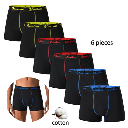 6 teile/paket Schwarz Boxer Shorts Männer Unterwäsche Weiche Atmungsaktive Männliche Unterhose für Männer Homme Boxershorts Slips 2024 Höschen